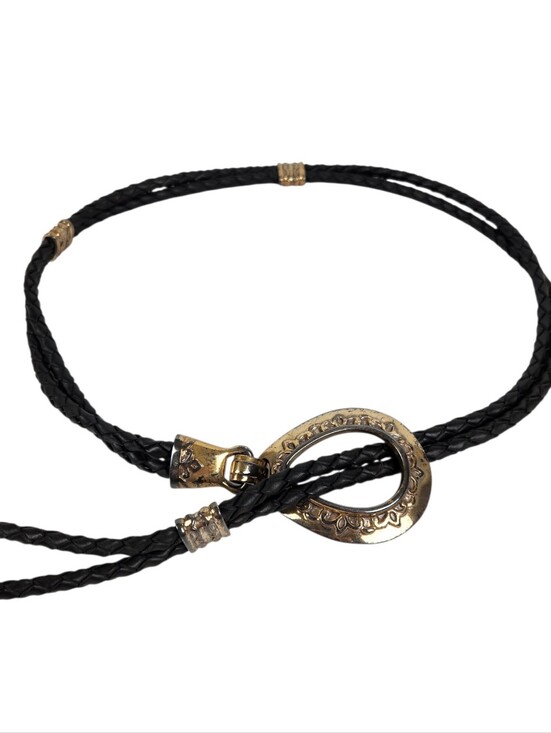 Brighton Accessories - Brighton Vintage 90s Black Leather Braided Bolo Belt Western Womens One Size OS